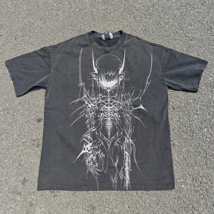 Футболка з принтом аніме Аніме Блакк Кйберсігіл Гірл оверсайз (S/M/L) Черний