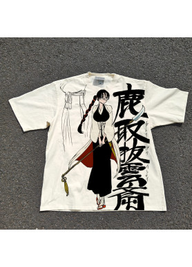 Футболка з принтом аніме Бліч Аніме Батсу Унсаі оверсайз (S/M/L) Черний