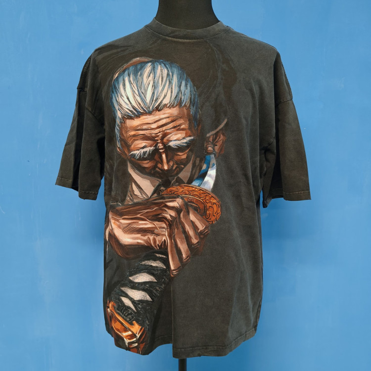 Футболка з принтом аніме Аніме Сакамото Дайс Сакамото оверсайз (S/M/L) Черний