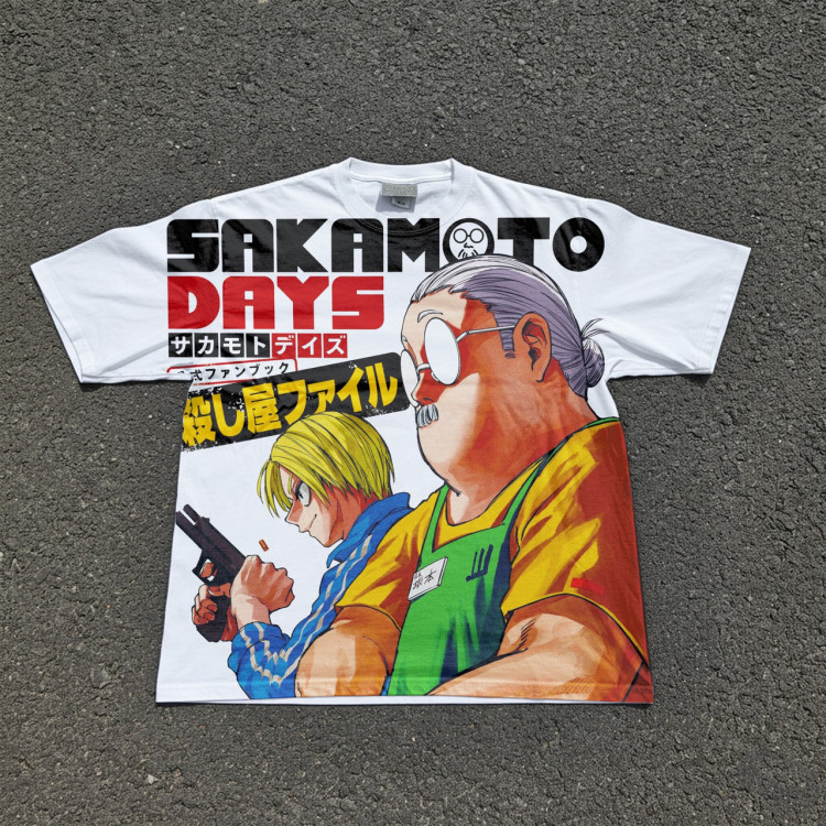 Футболка з принтом аніме Аніме Сакамото Дайс Таро манга оверсайз (S/M/L) Черний