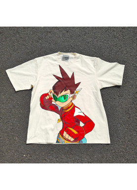 Футболка з принтом аніме Аніме Мега Ман Стар оверсайз (S/M/L) Черний