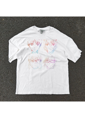 Футболка з принтом аніме Неон Генезис Євангеліон Оне Ласт Кісс оверсайз (S/M/L) Черний