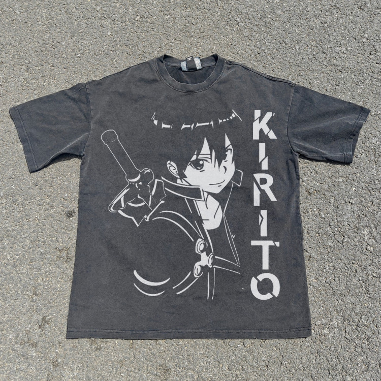 Футболка з принтом аніме Аніме Сворд Арт Онліне оверсайз (S/M/L) Черний