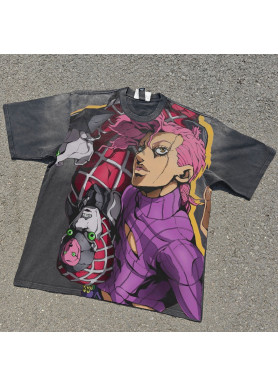 Футболка з принтом аніме Аніме Джоджодіаволо Король Крімсон оверсайз (S/M/L) Черний