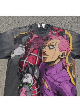 Футболка з принтом аніме Аніме Джоджодіаволо Король Крімсон оверсайз (S/M/L) Черний