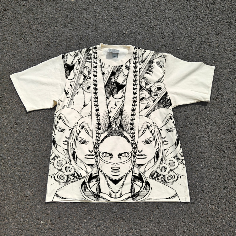 Футболка з принтом аніме Аніме Джоджо Стеел Балл оверсайз (S/M/L) Черний