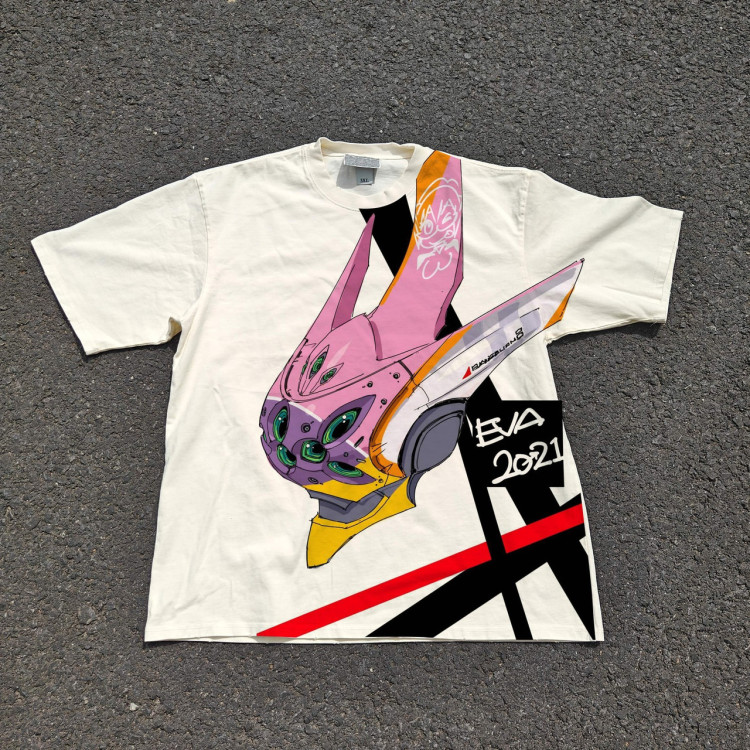 Футболка з принтом аніме Євангеліон Уніт Марі Тйпе оверсайз (S/M/L) Черний