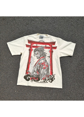 Футболка з принтом аніме Аніме Вагабонд Мійамото Мусасхі оверсайз (S/M/L) Черний