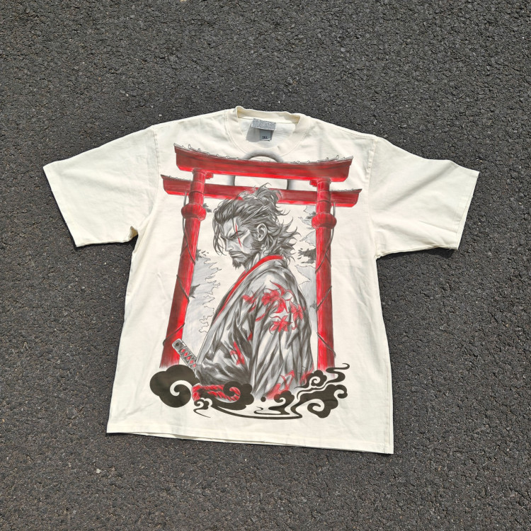 Футболка з принтом аніме Аніме Вагабонд Мійамото Мусасхі оверсайз (S/M/L) Черний