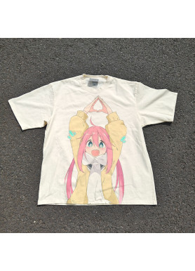 Футболка з принтом аніме Аніме Лаід Бакк Камп оверсайз (S/M/L) Черний