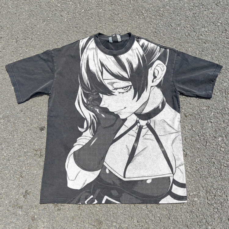 Футболка з принтом аніме Аніме Фріерен Бейонд Джоурнейенд манга оверсайз (S/M/L) Черний