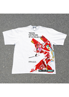 Футболка з принтом аніме Неон Генезис Євангеліон Ева Уніт оверсайз (S/M/L) Білий