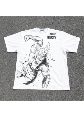 Футболка з принтом аніме Людина-один удар Гароу Херо Хунтер оверсайз (S/M/L) Білий