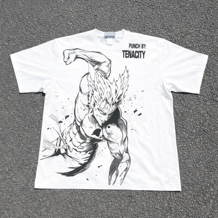 Футболка з принтом аніме Людина-один удар Гароу Херо Хунтер оверсайз (S/M/L) Білий