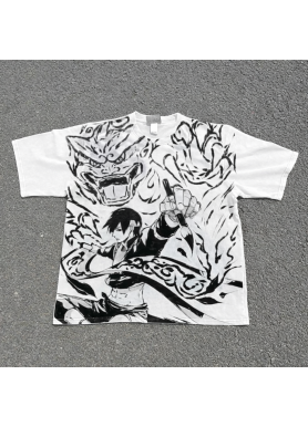 Футболка з принтом аніме Наруто Схіппуден Саі Супер оверсайз (S/M/L) Білий