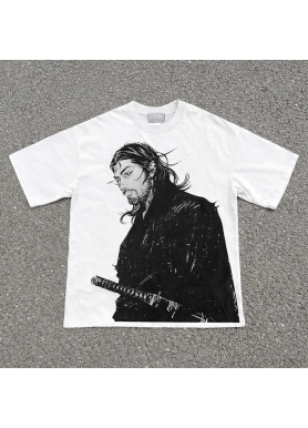 Футболка з принтом аніме Аніме Вагабонд Мійамото Мусасхі манга оверсайз (S/M/L) Білий
